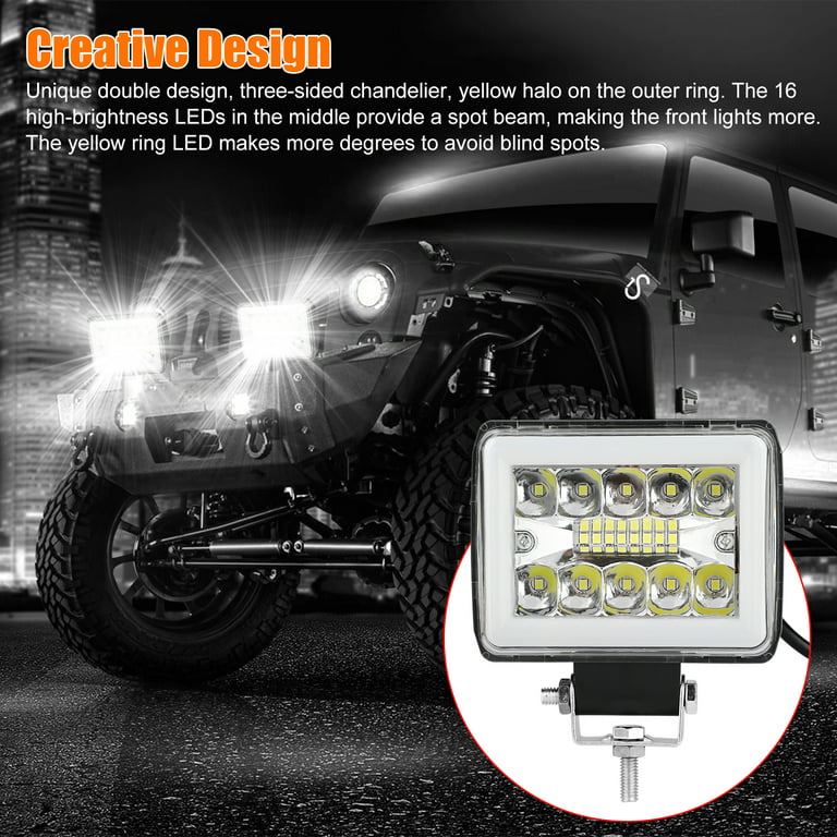 16pcs 2 LED Car Front Flash Flash Warning Light Truck Strobe Light  Yellow/White
