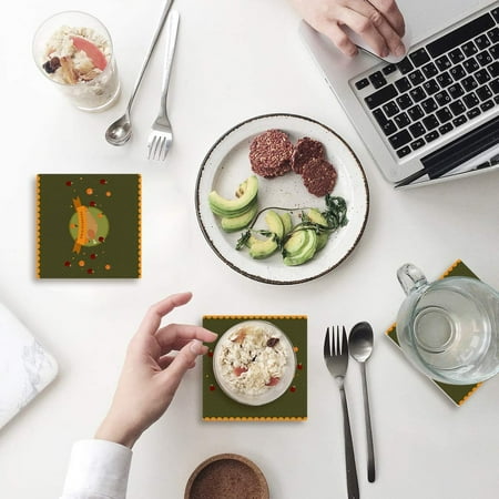 

ZHANZZK Thanksgiving Turkey Set of 8 Coaster for Drinks Absorbent Ceramic Stone Coasters Cup Mat with Cork Base for Home Kitchen Room Coffee Table Bar Decor