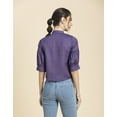 thumbnail image 3 of Moomaya Womens Solid Top, Quarter Sleeves Formal Top Ruffled Button Placket, 3 of 9