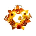 thumbnail image 2 of Halloween Pumpkin Wreath Wall Hanging | Autumn Maple Leaf & Berry Harvest Festival Decor | Orange Plastic Door Decoration | Fall Thanksgiving Home Entryway Centerpiece | 12x11 Inches, 2 of 6