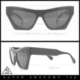 thumbnail image 4 of Womens Retro Beveled Lens Thick Plastic Cat Eye Mod Sunglasses All Black, 4 of 8