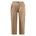 thumbnail image 4 of Cotton Linen Capri Pants for Women Elastic Mid Waist Straight Leg Lightweight Capris with Pockets, 4 of 4