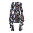 thumbnail image 4 of Oplxuo Women's Funny Halloween Print Bodycon Mini Dress, Batwing Sleeve Crewneck Slim Fit Masquerade Fashion Costumes, 4 of 4