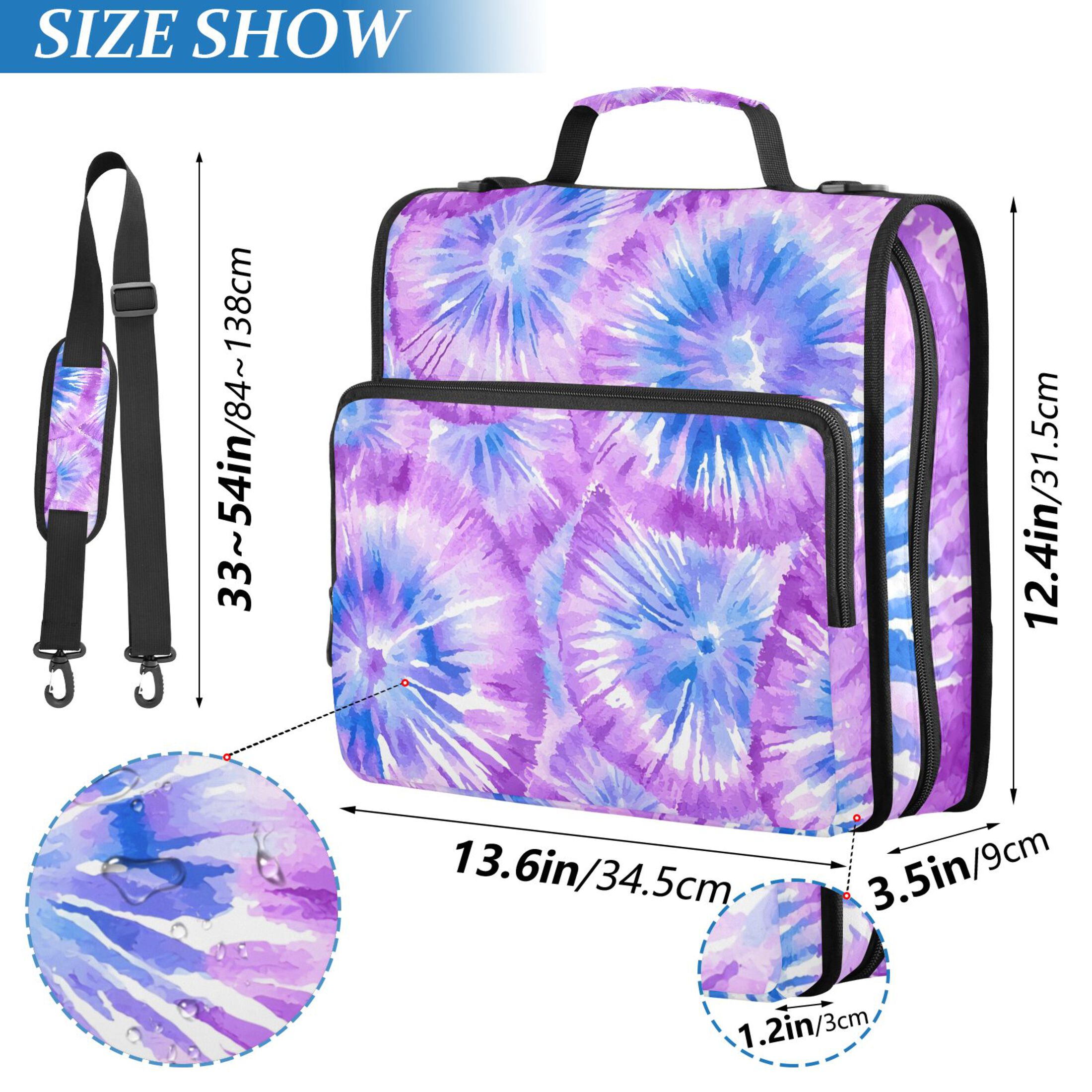 ALAZA Zipper Binder Tie-dye Purple-p2 3 Ring Trapper Keeper File Folder Organizer Bag