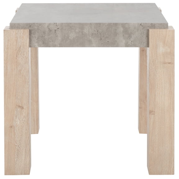 SAFAVIEH Coromio Modern End Table, Light Grey/Natural (21.1 in. W x 21.1 in. D x 19.7 in. H)