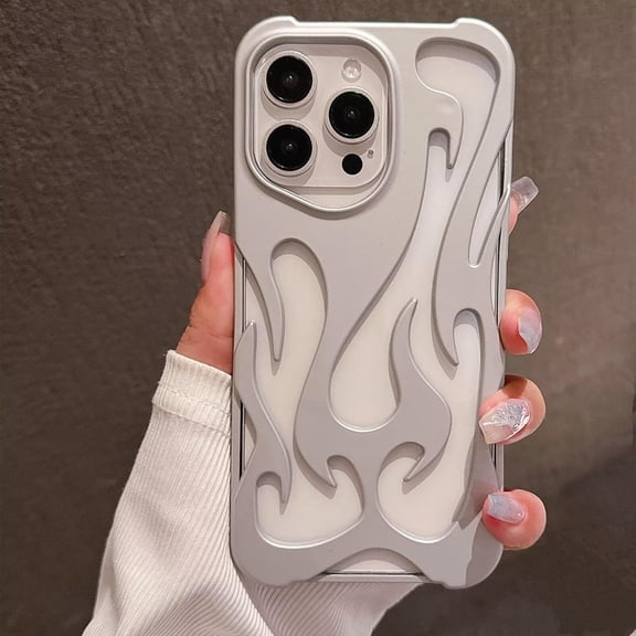 Case for iPhone 13 Pro,Electroplate Glossy Flame Shape Hollow Heat Dissipation Unique Luxury Design Protection Shockproof Women Girls Phone Case for iPhone 13 Pro,6.1 inch 2021 (MS Silver)