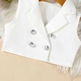 thumbnail image 4 of Girls Outfit Casual Two Piece Vest Top Collar Pleated Skirt Kids Summer Clothes,White,Size 6 -7 Years, 4 of 9