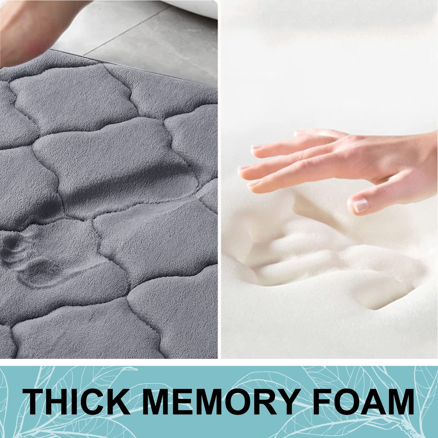 Buganda Memory Foam Bathroom Rugs, Ultra Soft and Absorbent Bath Mat, Thick Bath Rug for Bathroom Floor, 47x17, Dark Grey