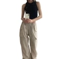 thumbnail image 4 of TRKIYQC Pantalones Cargo Largos Sueltos para Mujer con Bolsillos, Pantalones de Pierna Ancha con Cordón de Cintura Baja TRKIYQC moda, 4 of 6