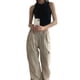 thumbnail image 4 of VISgogo Pantalones Cargo Largos Sueltos para Mujer, Pantalones De Pierna Ancha Con Cordón De Cintura Baja De Color Sólido De Otoño Para Mujer Con Bolsillos VISgogo moda, 4 of 6