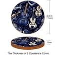thumbnail image 3 of Musical Instrument 6pcs Round Coasters Set, Microfiber Leather Drink Coasters, 11x11 cm/4.3x4.3 in Size for Decoration, 3 of 6