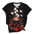 thumbnail image 6 of Qzwdhjm Plus Size Halloween Shirts for Women Short Sleeve Spooky Season Tshirts Crewneck Plus Size Witch Graphic Tees for Fall Party, 6 of 6
