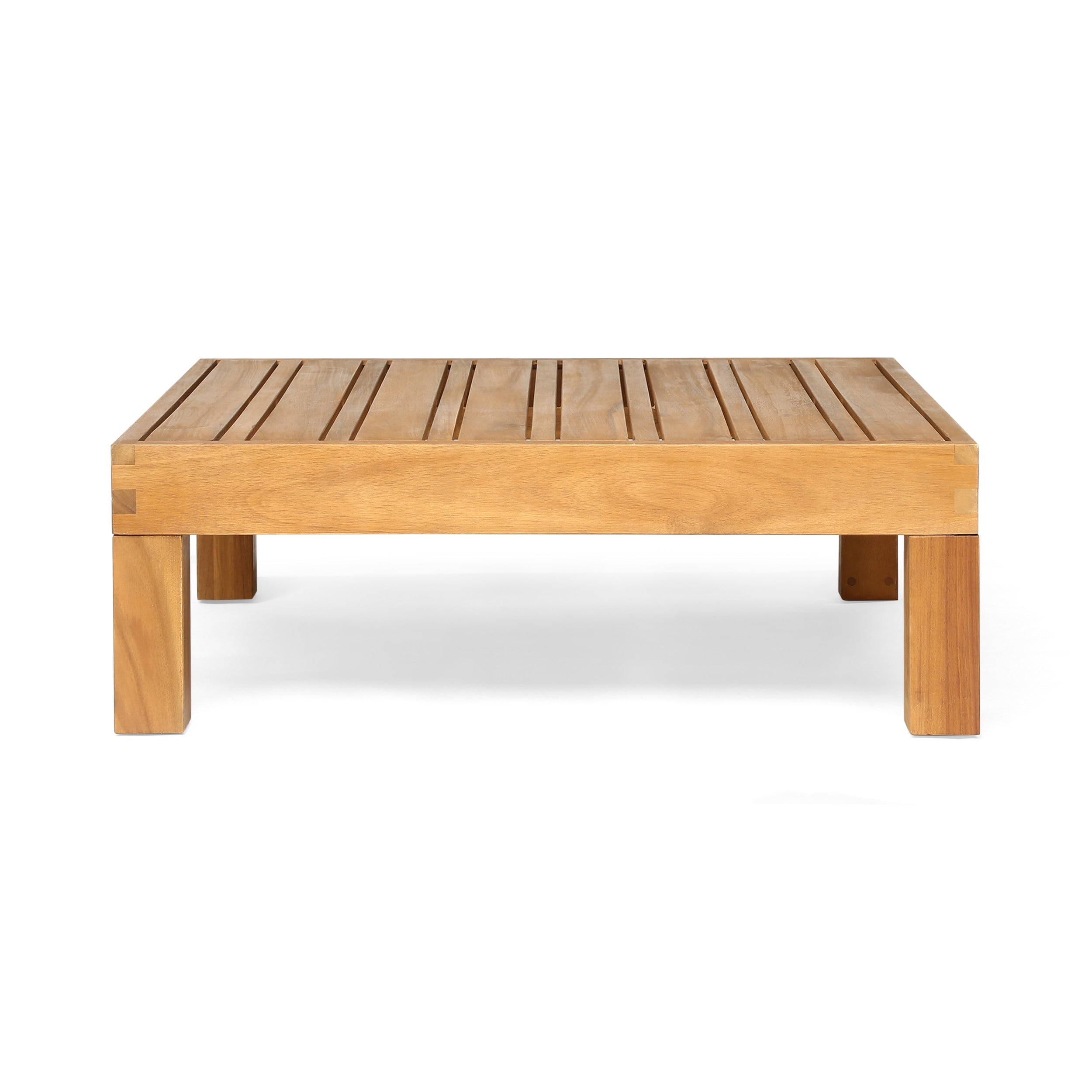 Graham Outdoor 9 Seater Acacia Wood Sectional Sofa Set, Teak Finish, Red