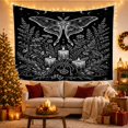 thumbnail image 3 of Moth and Candles with Botanical Elements in Starry Night, Mystical Celestial for Dark Art Lovers, Decorative Line Art, Halloween Gift, Tapestry Wall Hanging for Bedroom and Living Room, 3 of 7