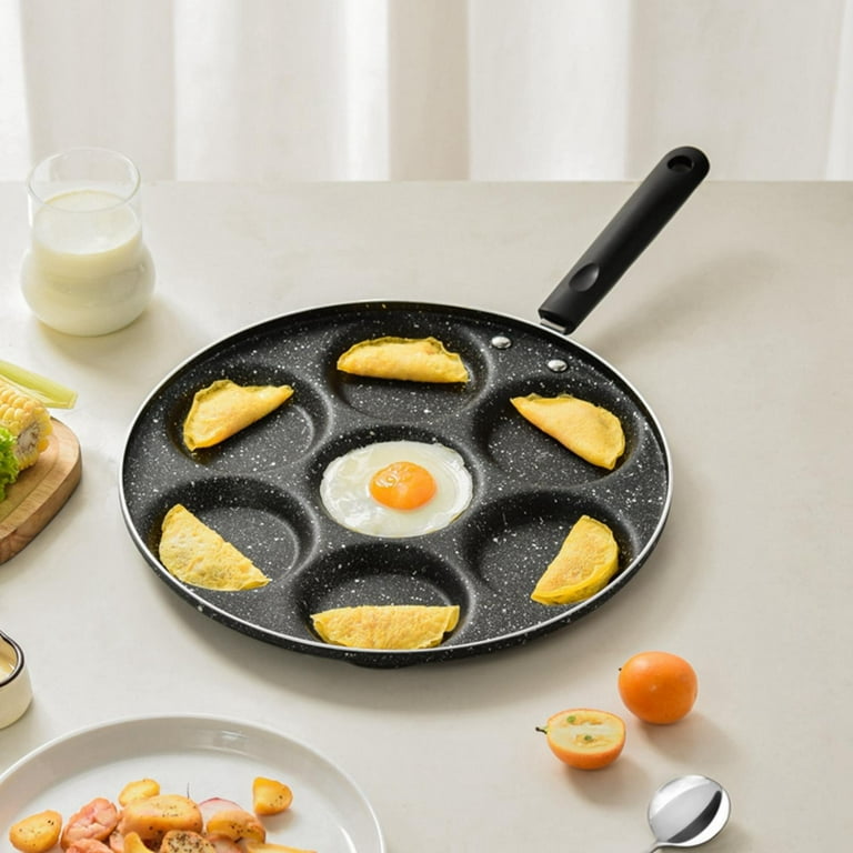 Yibao 3 Section Nonstick Egg Frying Pan 2 in 1 Divided Frying Grill Pan Pancake Omelette Pan Aluminium Alloy Fried Egg Cooker for Cooking Ham Omelet