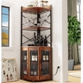 thumbnail image 4 of EVMORE 5 Tier Corner Bar Cabinet with Power Outlet, LED Lights, Wine Rack Display Shelves & Glass Holder, Storage Cabinet Corner Shelf For Living Room Kitchen, 4 of 8