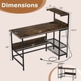 thumbnail image 3 of Costway 48” Computer Desk with Power Outlets, Storage Shelves, Headphone Hook for Gaming Rustic Brown, 3 of 11