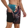 thumbnail image 2 of Yiaed Ocean Seahorse Print Mens Swim Trunks Bathing Suit Compression Liner Beach Swim Shorts Swimwear Quick Dry Zipper Pocket No-Chafing Board Short-X-Large, 2 of 6