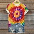 thumbnail image 4 of Youyipin Womens Tops Tie Dye Shirts For Women, Short Sleeve Tie Dye Shirts, Women Rainbow T Shirts Graphic Tees For Women, 4 of 5