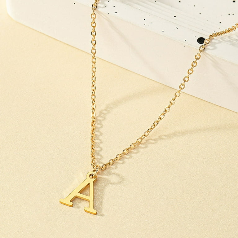 Stainless Steel Jewelry KissYan Initial Letter Necklace With Gold Ankle Bracelets - Personalized Jewelry Gift Set Vintage Style Compass