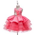 thumbnail image 2 of Flower Girls Embroidery Dress Children's Ruffle Party Wedding Tutu Dress, 2 of 5
