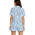 thumbnail image 3 of Cute Halloween Pjs Set for Women Lovely Ghost Pumpkin Printed Collar Short Sleeve Shirt With Elastic Shorts Smooth Milk Silk 2 Piece Set Halloween Party Loungewear Gift, 3 of 6