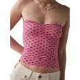 thumbnail image 2 of Womens Tube Tops Strapless Bandeau Tops Slim Fit Summer Going Out Tank Tops Pink Polka Dots S, 2 of 9