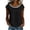 Black, variant on Womens Summer Tops Cap Sleeve Casual Crew Neck Cotton Linen T Shirts Lightweight Blouses Tees