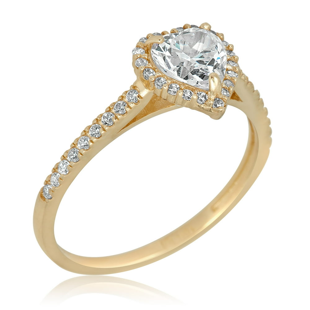 AVORA JEWELRY 10K Yellow Gold 0.75 Carat Heartshape Simulated