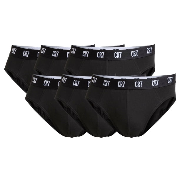 CR7 calzoncillos para hombre, pack de 6 - calzoncillos, logo en la cintura, algodón elástico Negro M (Medium)