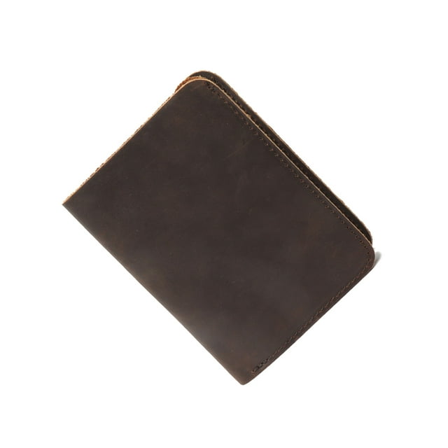 Cartera Retro Minnieouse para hombre monedero bolsillo para monedas monedero delgado tarjeta de cambio de piel de vaca corta hecha a mano color Café oscuro