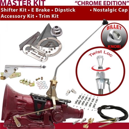 American Shifter C6 Shifter Kit Chrome 16 in. E Brake Cable Clamp Clevis Trim Kit Dipstick for F2241