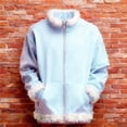 thumbnail image 5 of LIJCC Girls Mock Neck Jackets Furry Trim Winter Warm Zipper Sweatshirts Soft Fleece Oversized Xmas Trendy Coats(Light Blue,7-8 Years), 5 of 7