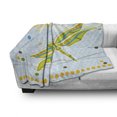 thumbnail image 3 of Dragonfly Soft Flannel Fleece Throw Blanket, Dragonfly over Little Circular Spots and Dots Kids Cartoon, Cozy Plush for Indoor and Outdoor Use, 50" x 60", Lime Green Pale Blue, by Ambesonne, 3 of 6