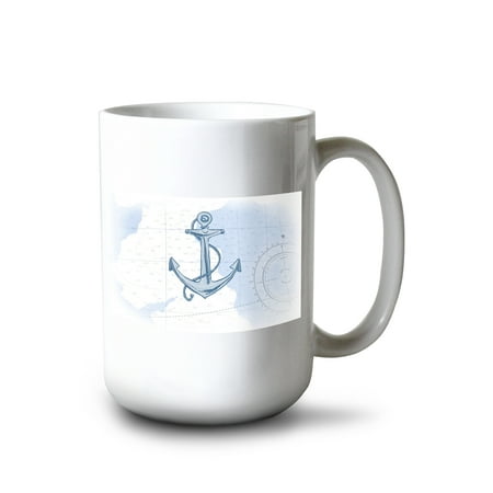 

15 fl oz Ceramic Mug Anchor Blue Coastal Icon Dishwasher & Microwave Safe