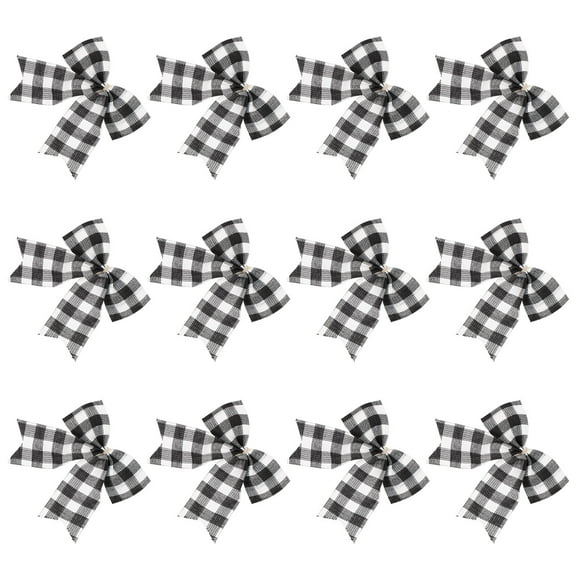Nicehomfit 12Pcs Bows Christmas Decorations Bow Ornaments Black Cloth Gift for Friends