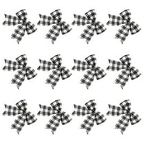 Nicehomfit 12Pcs Premium Black White Plaid Christmas Bows for Reusable Tree Hanging Decor