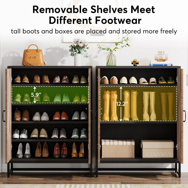 5 Tiers Modern Golden Metal Shoe Rack Storage Organizer Cabinet