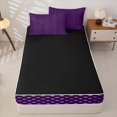 thumbnail image 4 of Erosebridal Dark Grid Pattern Zipper Full Size Comforter Sets with Fitted Sheet and 2 Pillowcases,Square Lattice Print Zipper Bedding Set,Purple Black,Black Reversible, 4 of 6