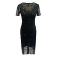 thumbnail image 5 of Dpytoraw Flapper Dresses 1920s Dresses For Women Lace Neck Great Dresses For Women Roaring 20s With Sleeve For Harlem Nights//Party, 5 of 5