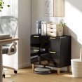 thumbnail image 2 of HOMCOM 2 Drawer File Cabinet Lateral Filing Cabinet High Gloss Black, 2 of 10