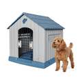 thumbnail image 1 of Casa Para Perro Medianos, Chicos y Pequeños MascoAmigo con Puerta Metálica Azul, 1 of 7