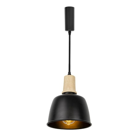 

KAYYELAMP H-Type Track Lamp E26 Wooden Base Black Metal Shade 3.2 Ft Adjusted Cord Retro Track Pendant Light for Home Kitchen Farmhouse(No Bulb Track)