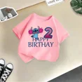 thumbnail image 5 of Camiseta de algodón para niños y niñas con cuello redondo, regalo de cumpleaños de Disney Stitch, kawaii, ropa informal de moda para niños y niñas, 5 of 5