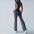 thumbnail image 4 of Iaqnaocc Lounge Sets for Women Two Piece Sets for Women Casual Slim Y2k Short Sleeve Crop Top Flare Pants Trendy Basic Summer Outfits Tracksuit Dark Gray S, 4 of 7