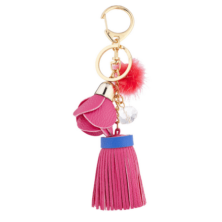 Lux Accessories - Lux Accessories Pink Pu Leather Tassel Bag Charm Keychain - www.bagssaleusa.com