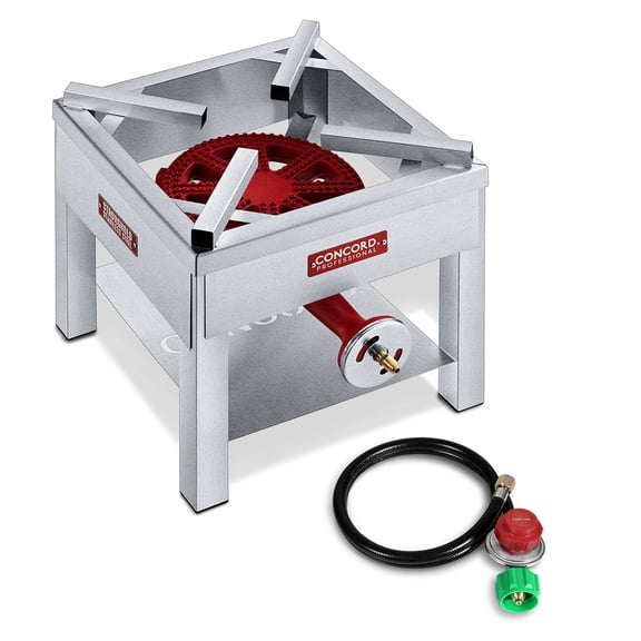 Concord Professional Stronghold Single Banjo Wok Burner with Stand. Stainless Steel Edition.