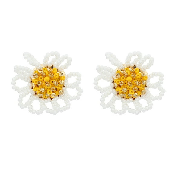 Flower Beaded Earrings Creative Vintage Beaded Stud Earrings Seed Bead Earrings