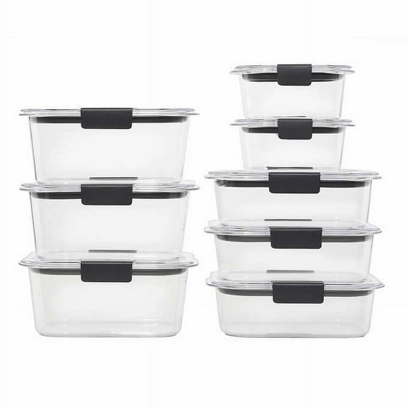 Rubbermaid Brilliance Plastic Food Storage Containers, Set of 16