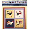 thumbnail image 2 of 1 Panel – Colorful Roosters Chickens Block Cotton Fabric Quilt Panel (Great for Quilting, Sewing, Craft Projects, Wall Hangings, and More) 24" X 44", 2 of 2